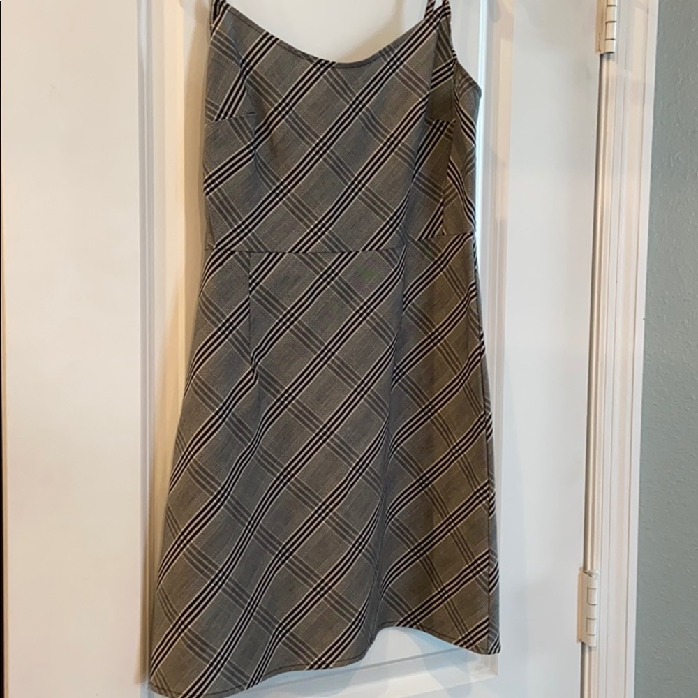 Plaid mini dress black and white